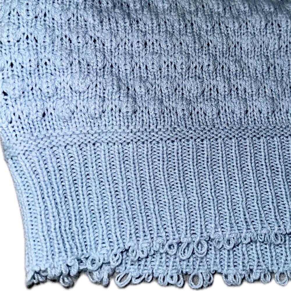 Double Zero Blue Cropped Distressed Textured Swea… - image 4